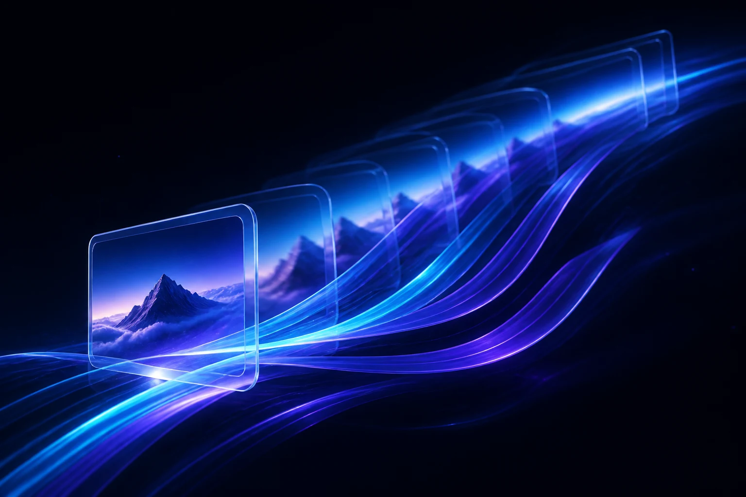 A still frame unfolding into a sequence of flowing motion trails